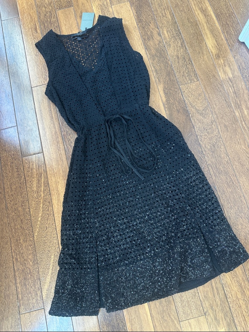 All Saints Black Midi Dress with Subtle Sparkle
